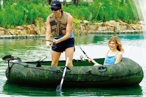 fisherman boat set Aquamarine Wild River motor, cover incl.